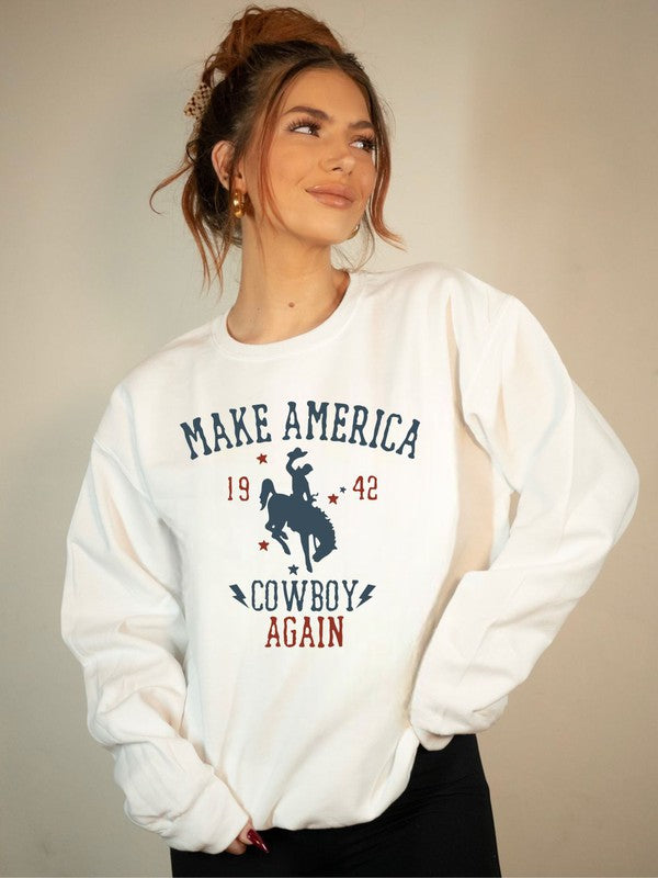 Ocean and 7th Make America Cowboy Again Crew Neck Sweatshirt