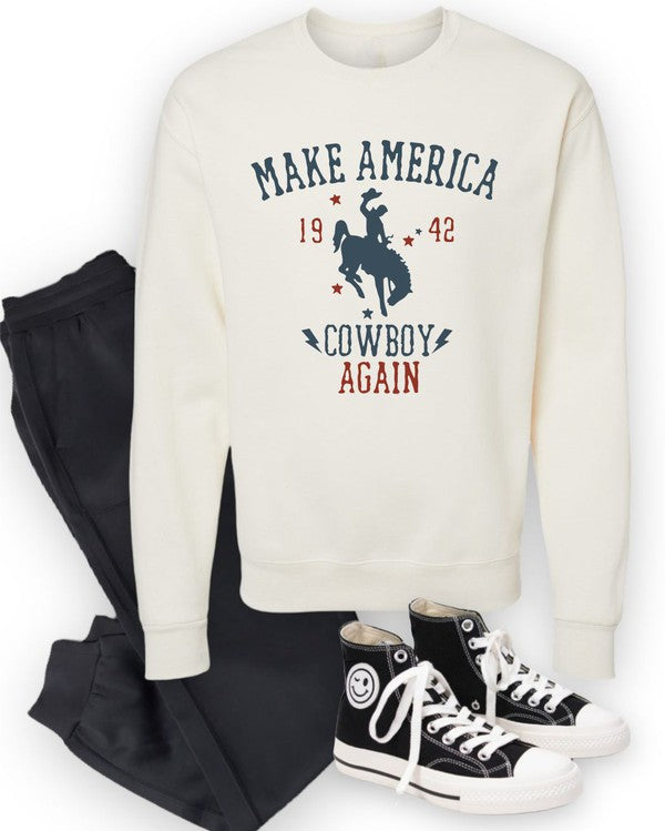 Ocean and 7th Make America Cowboy Again Crew Neck Sweatshirt
