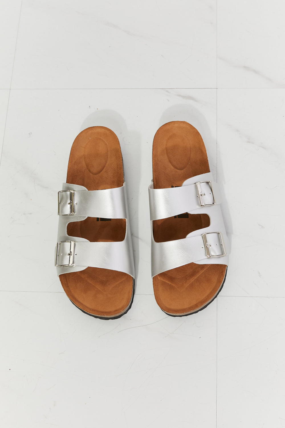 Mmshoes Best Life Double-Banded Slide Sandal In Silver