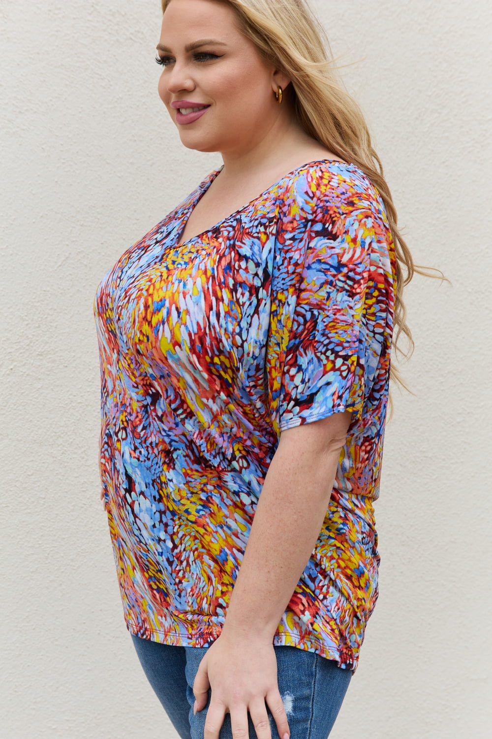 Printed Dolman Flowy Top Image 9