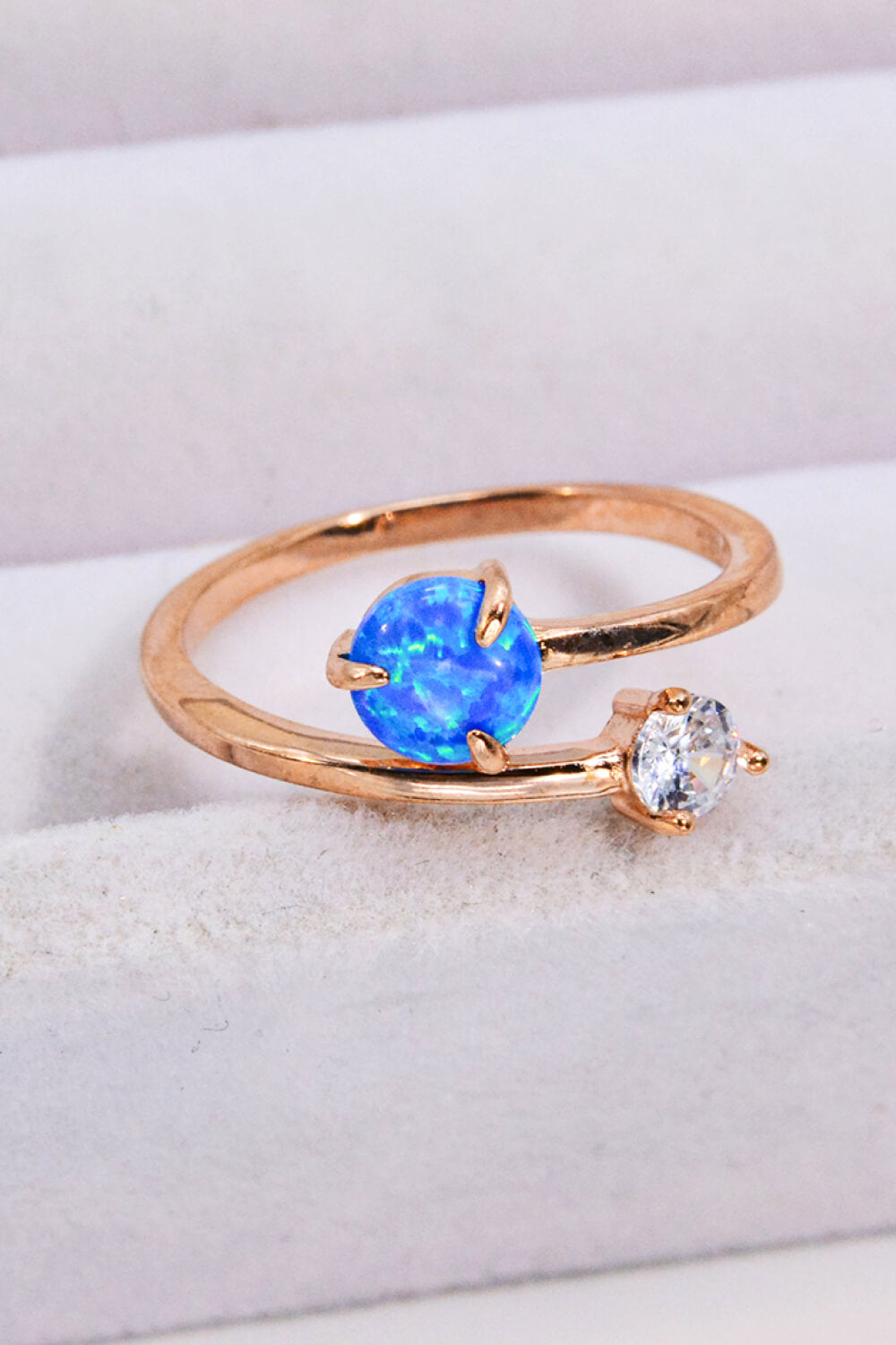 Opal And Zircon Open Ring
