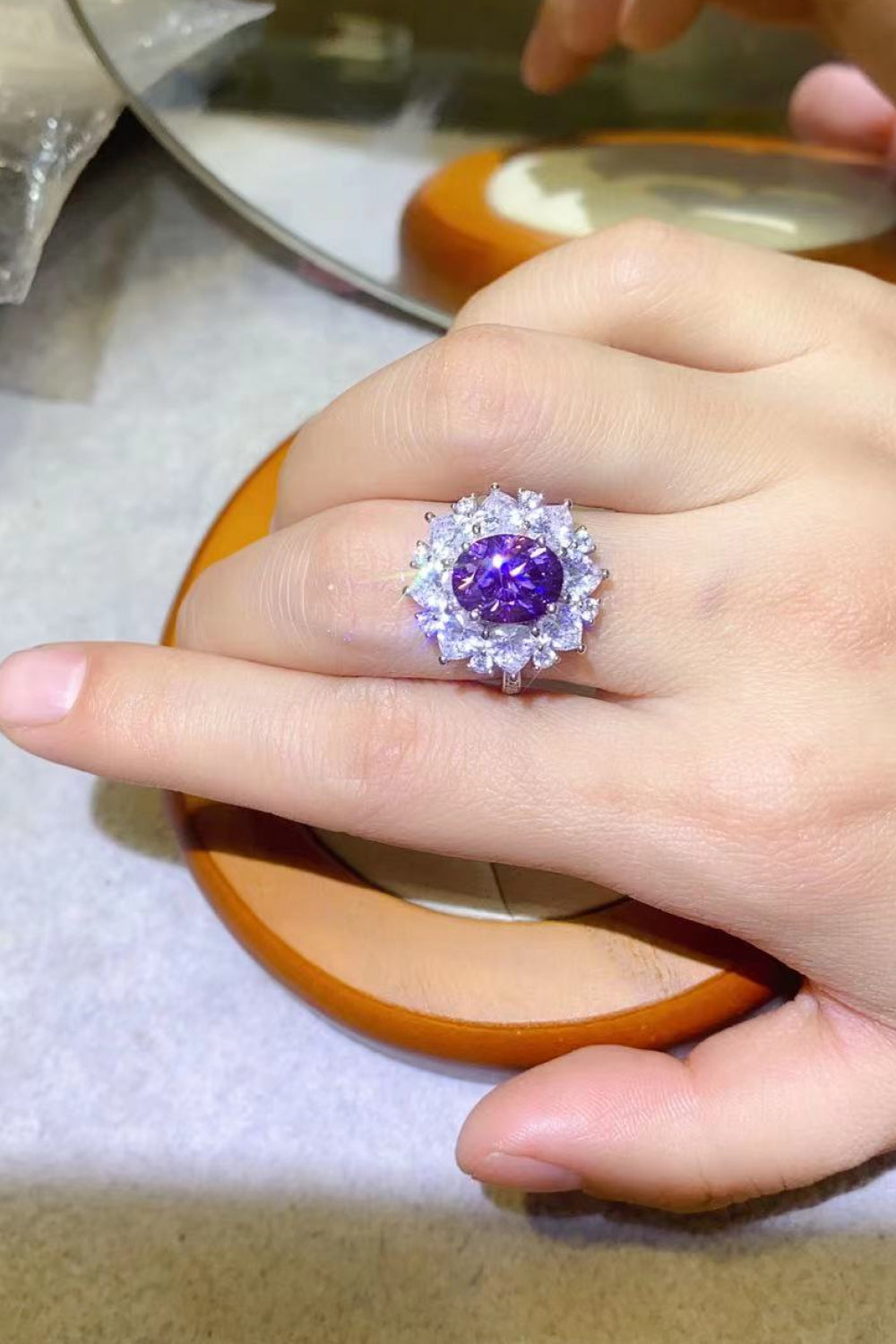 Moissanite Platinum-Plated Ring Image4
