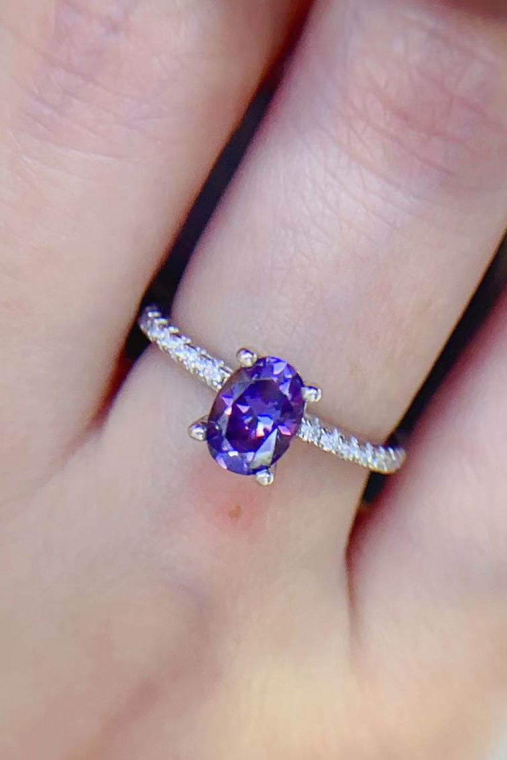 Purple Moissanite 4-Prong Ring Image4