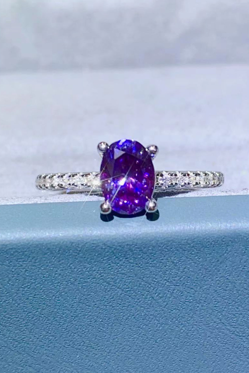 Purple Moissanite 4-Prong Ring Image1