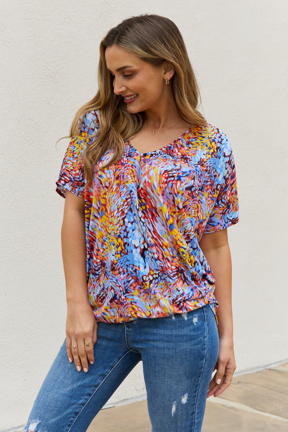 Printed Dolman Flowy Top Image 3