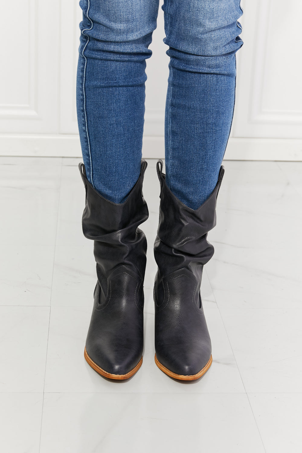 Mmshoes Better In Texas Scrunch Cowboy Boots In Navy