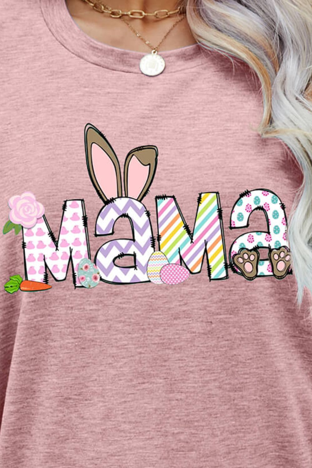 Easter Mama Graphic Round Neck T-Shirt