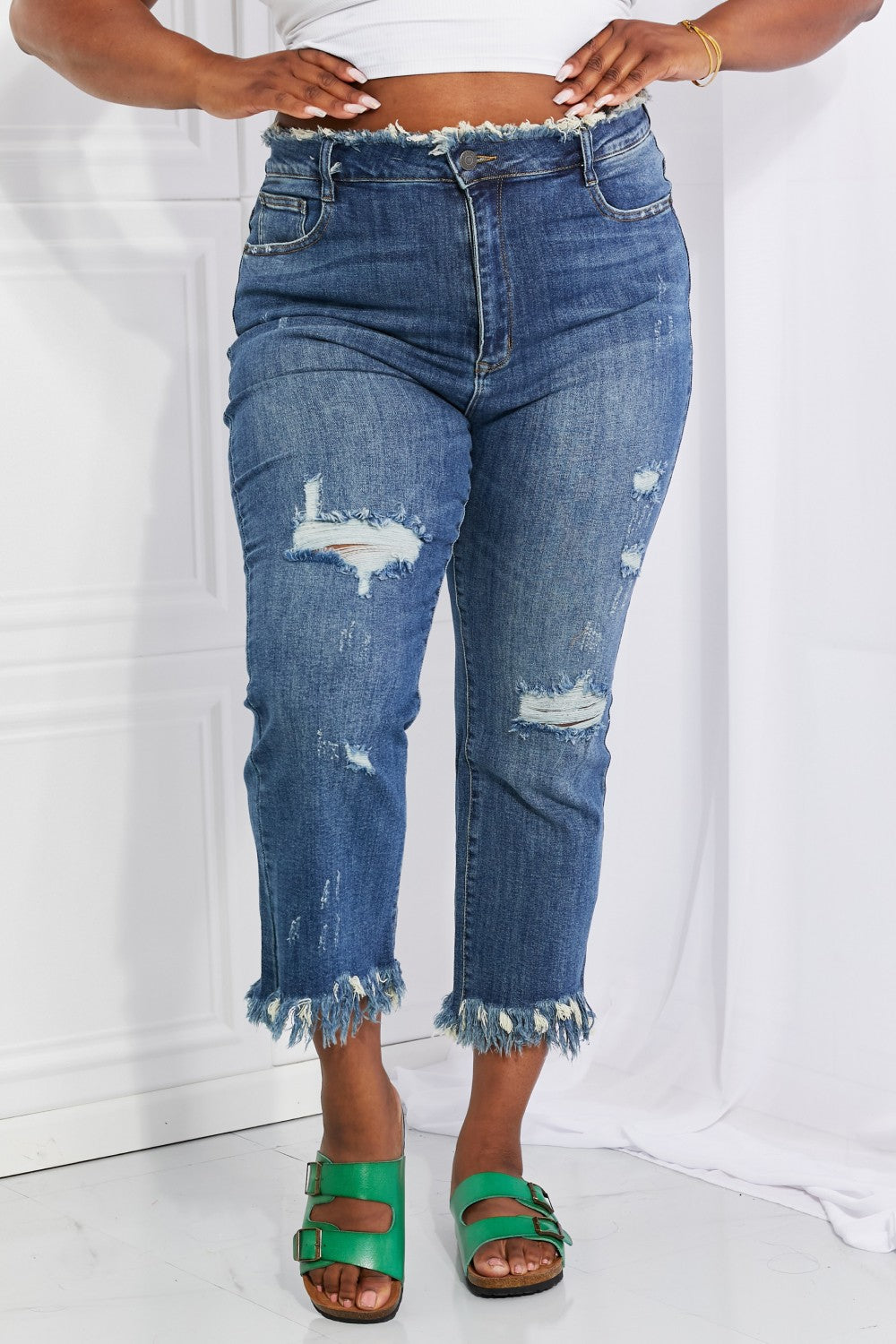 Risen Undone Chic Straight Leg Jeans
