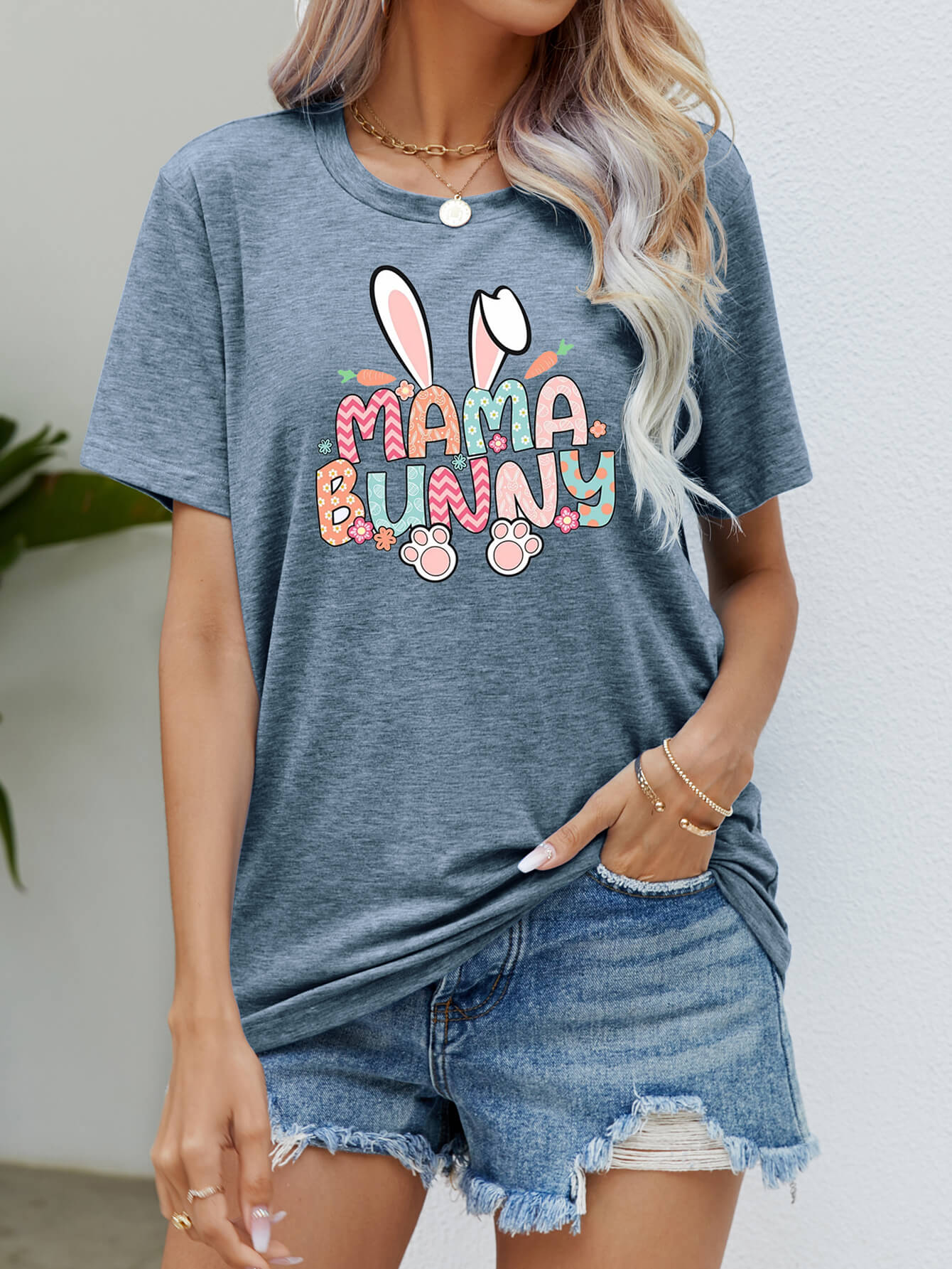 Mama Bunny Easter Graphic Short Sleeve Tee