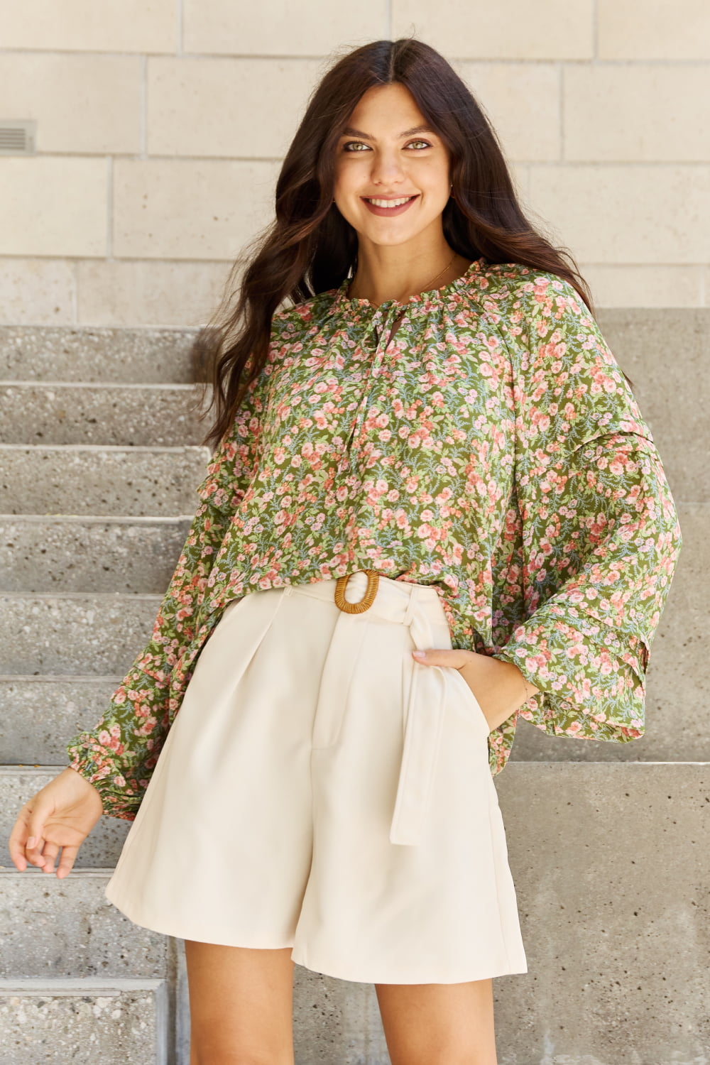 Heyson She's Blossoming Balloon Sleeve Floral Blouse