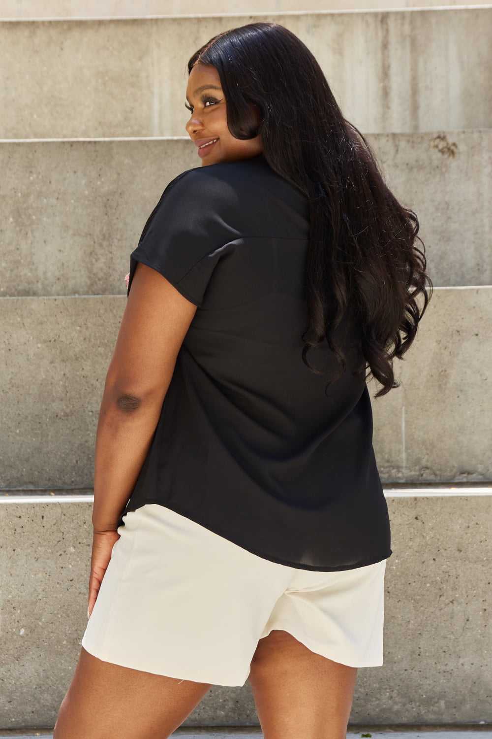 Sew In Love Shine Bright Center Mesh Sequin Top in Black/Mauve