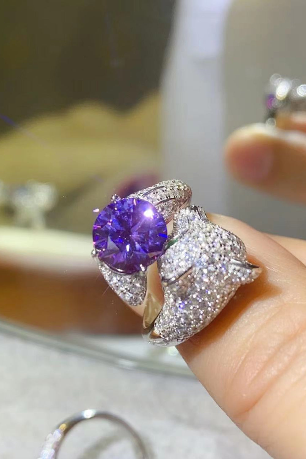 Moissanite Adjustable Animal Bypass Ring Image3