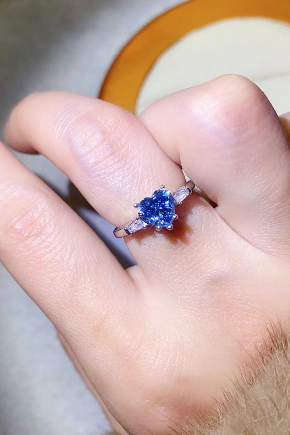 1 Carat Moissanite Heart-Shaped Platinum-Plated Ring