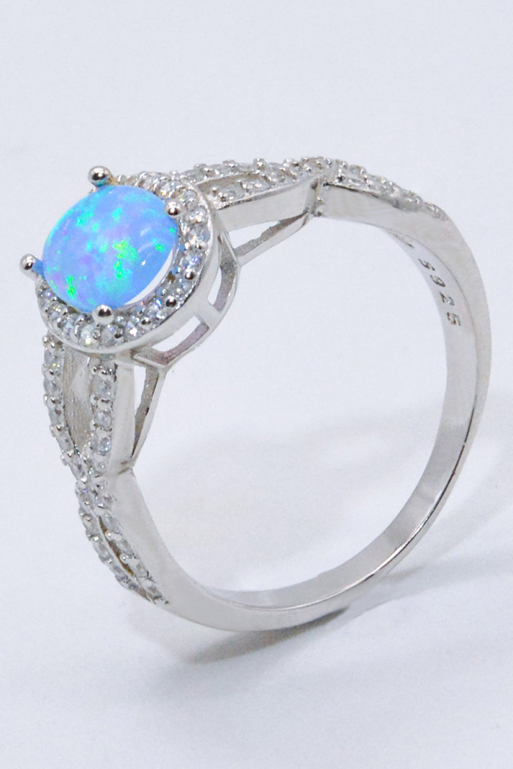 925 Sterling Silver Opal Halo Ring Image3