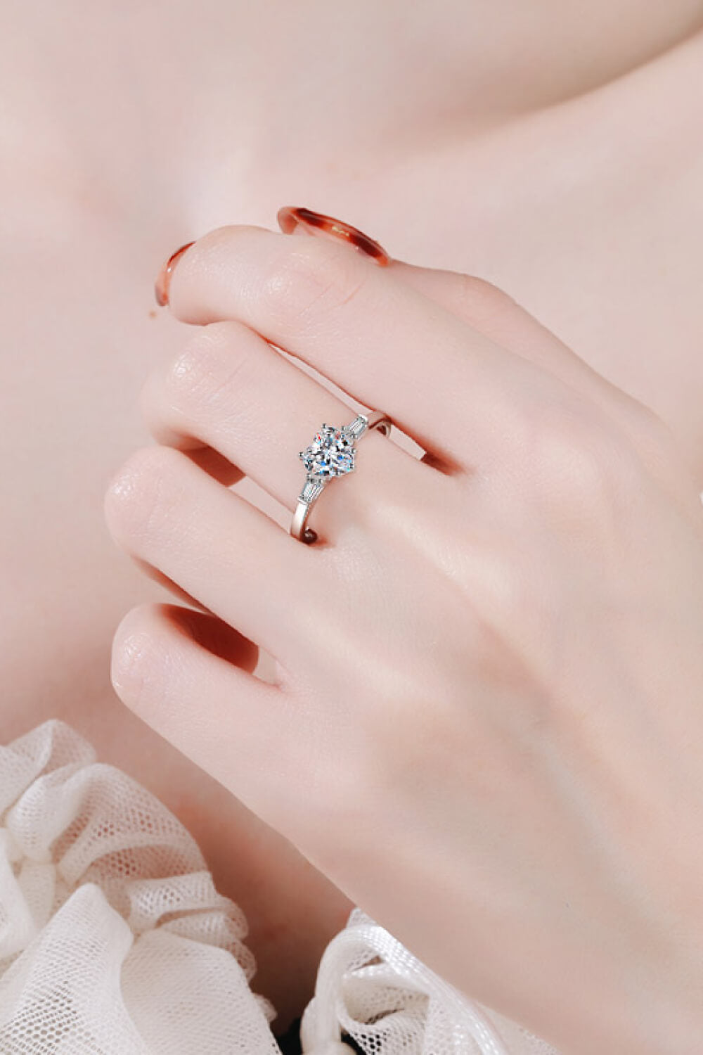 1.2 Carat Moissanite Heart Ring Image 1