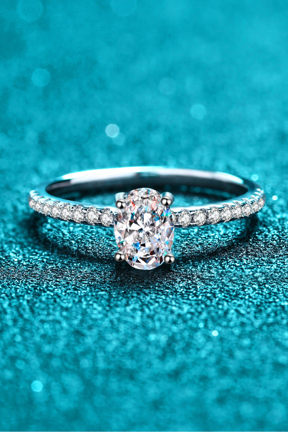Sterling Silver Inlaid Moissanite Ring Image2