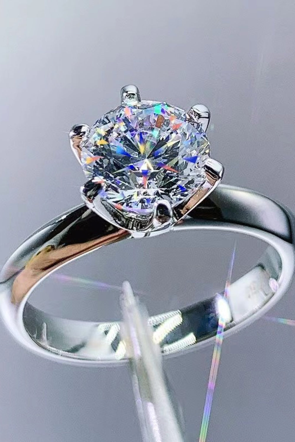Sterling Silver Moissanite 6-Prong Ring Image1
