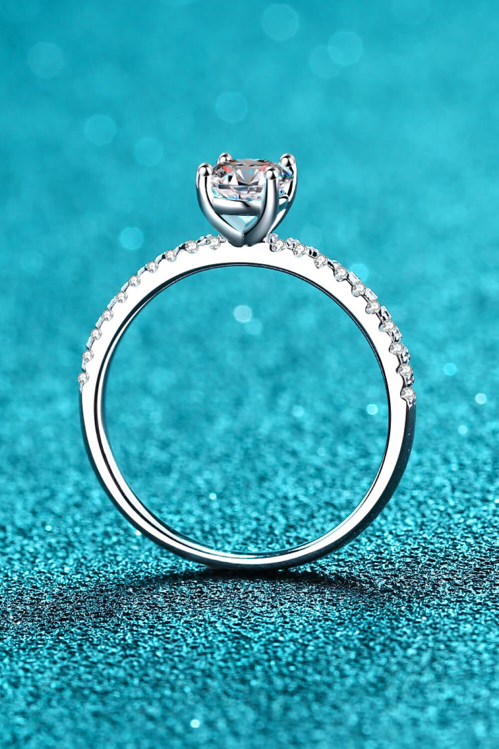 Sterling Silver Inlaid Moissanite Ring Image4