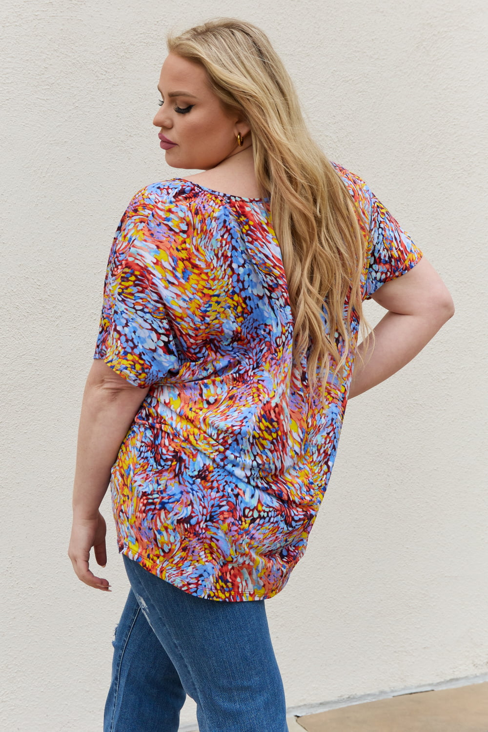 Printed Dolman Flowy Top Image 10
