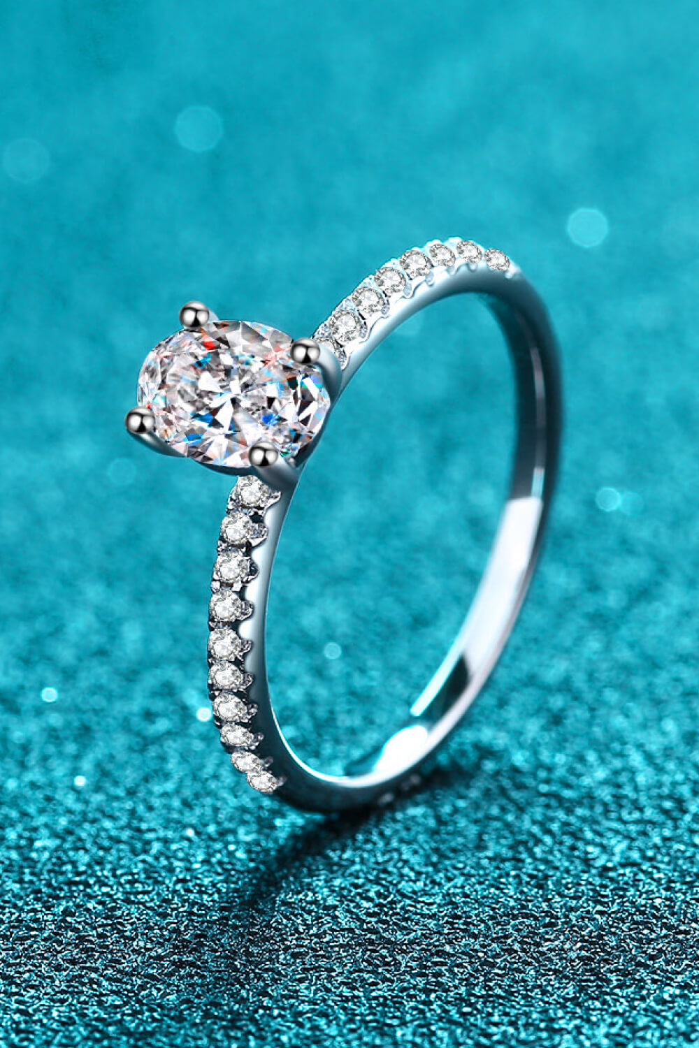 Sterling Silver Inlaid Moissanite Ring Image3