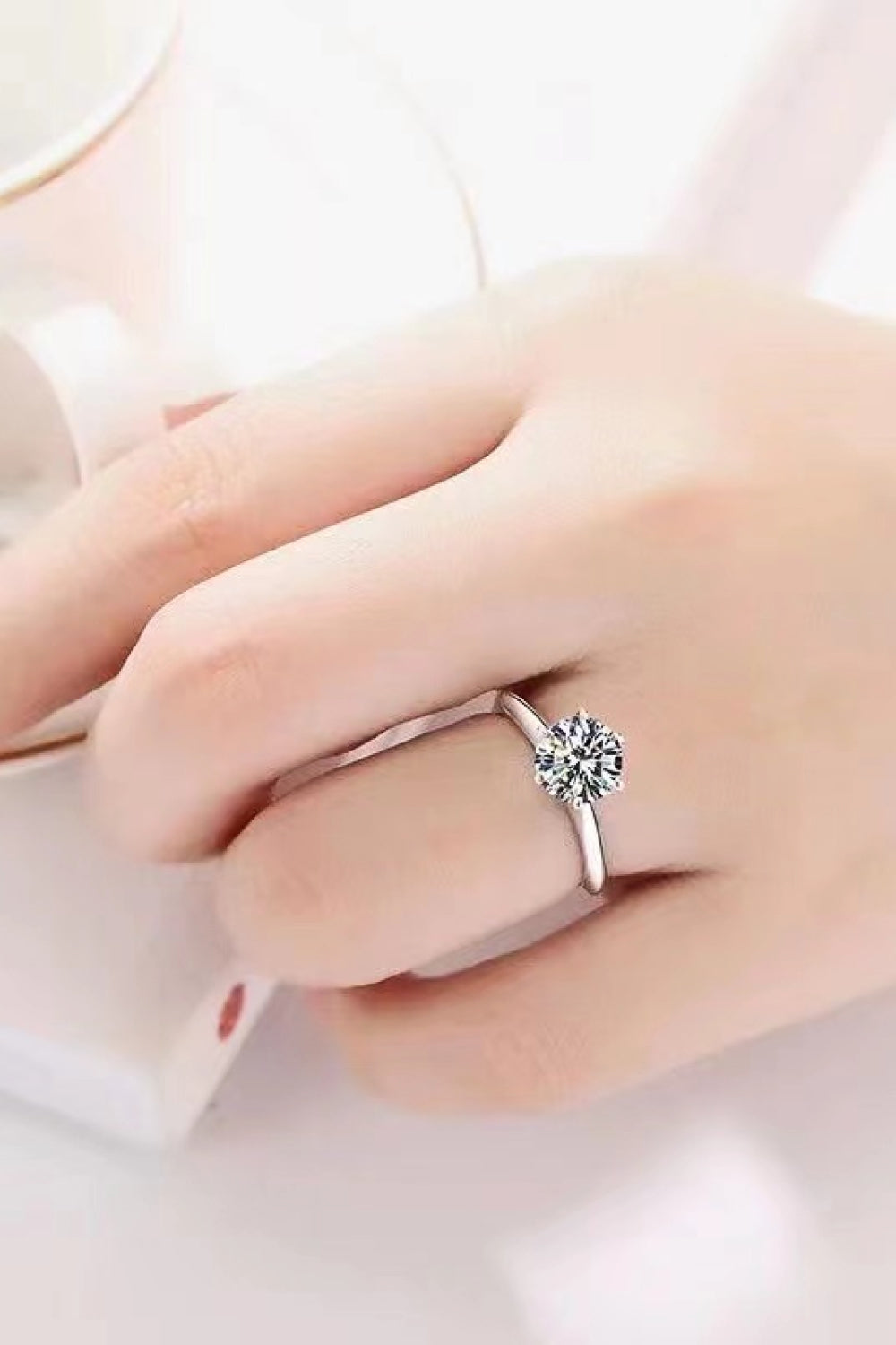Sterling Silver Moissanite 6-Prong Ring Image5