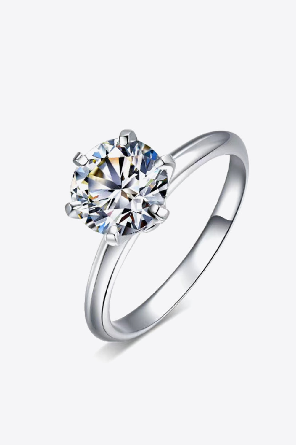 Sterling Silver Moissanite 6-Prong Ring Image3