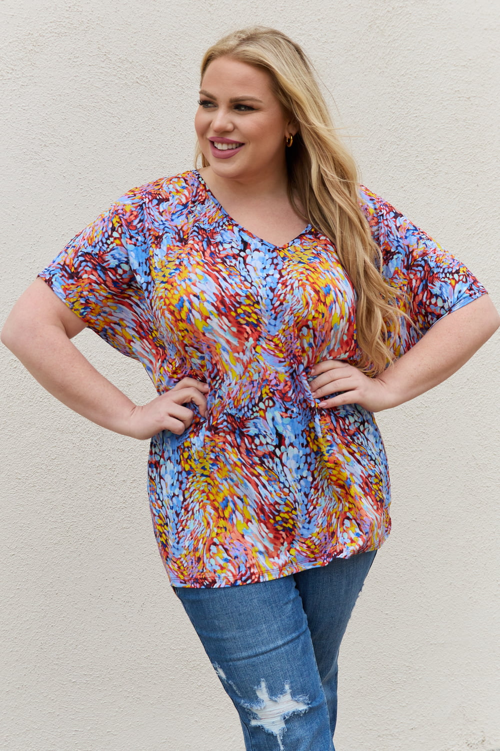 Printed Dolman Flowy Top Image 6