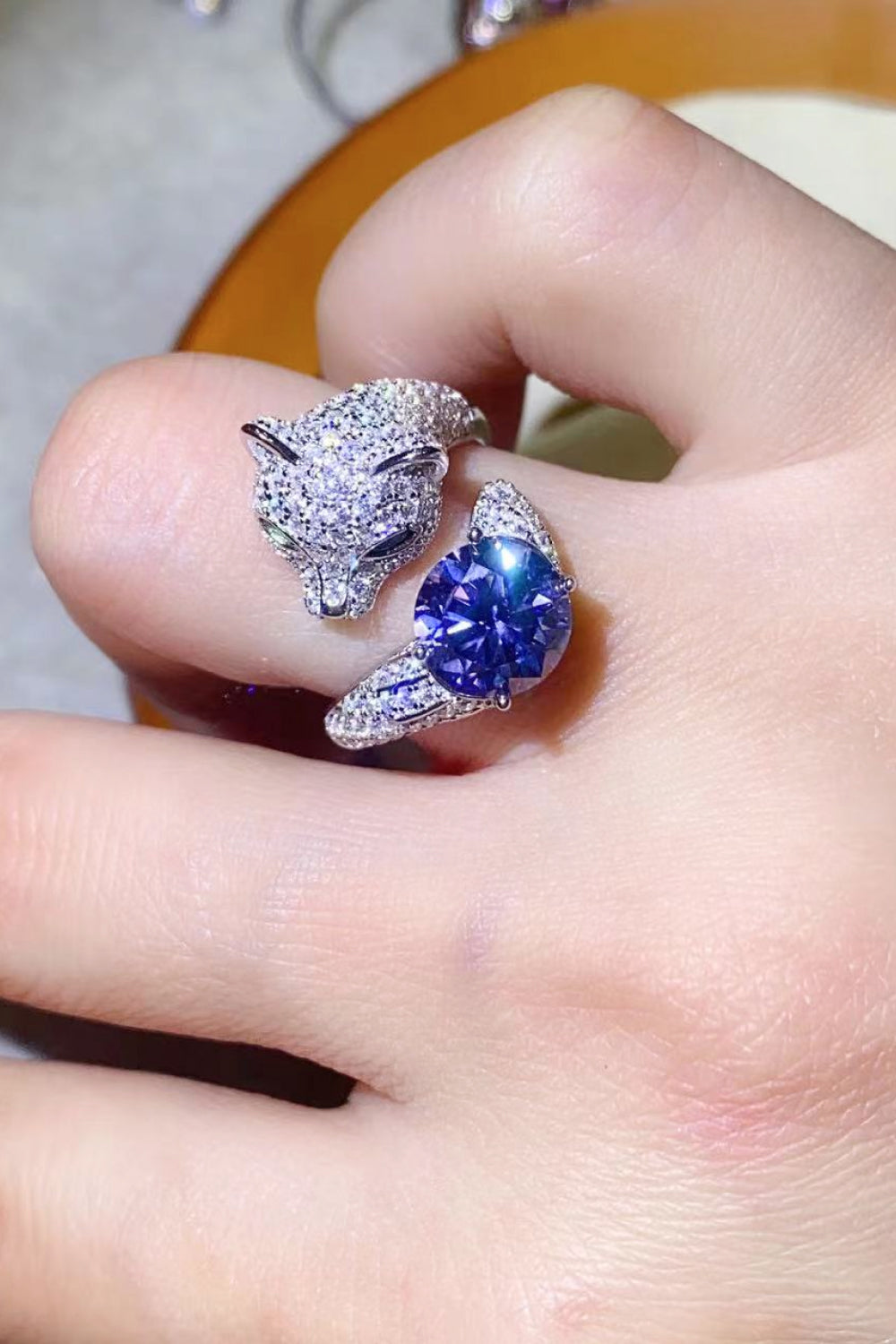 Moissanite Adjustable Animal Bypass Ring Image9