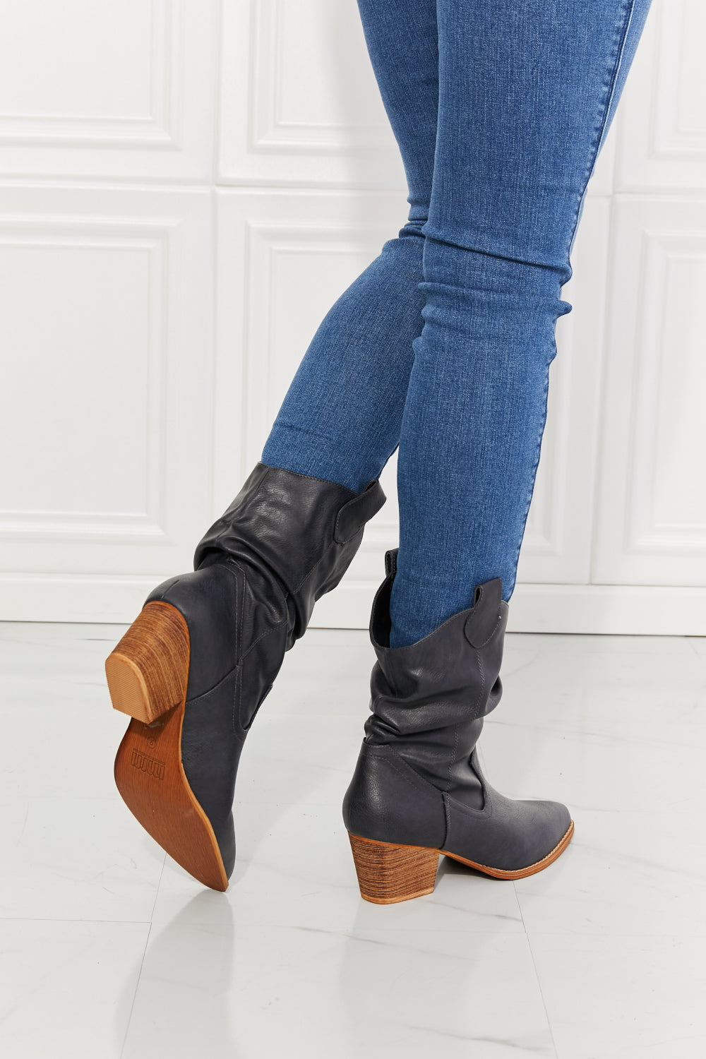 Mmshoes Better In Texas Scrunch Cowboy Boots In Navy