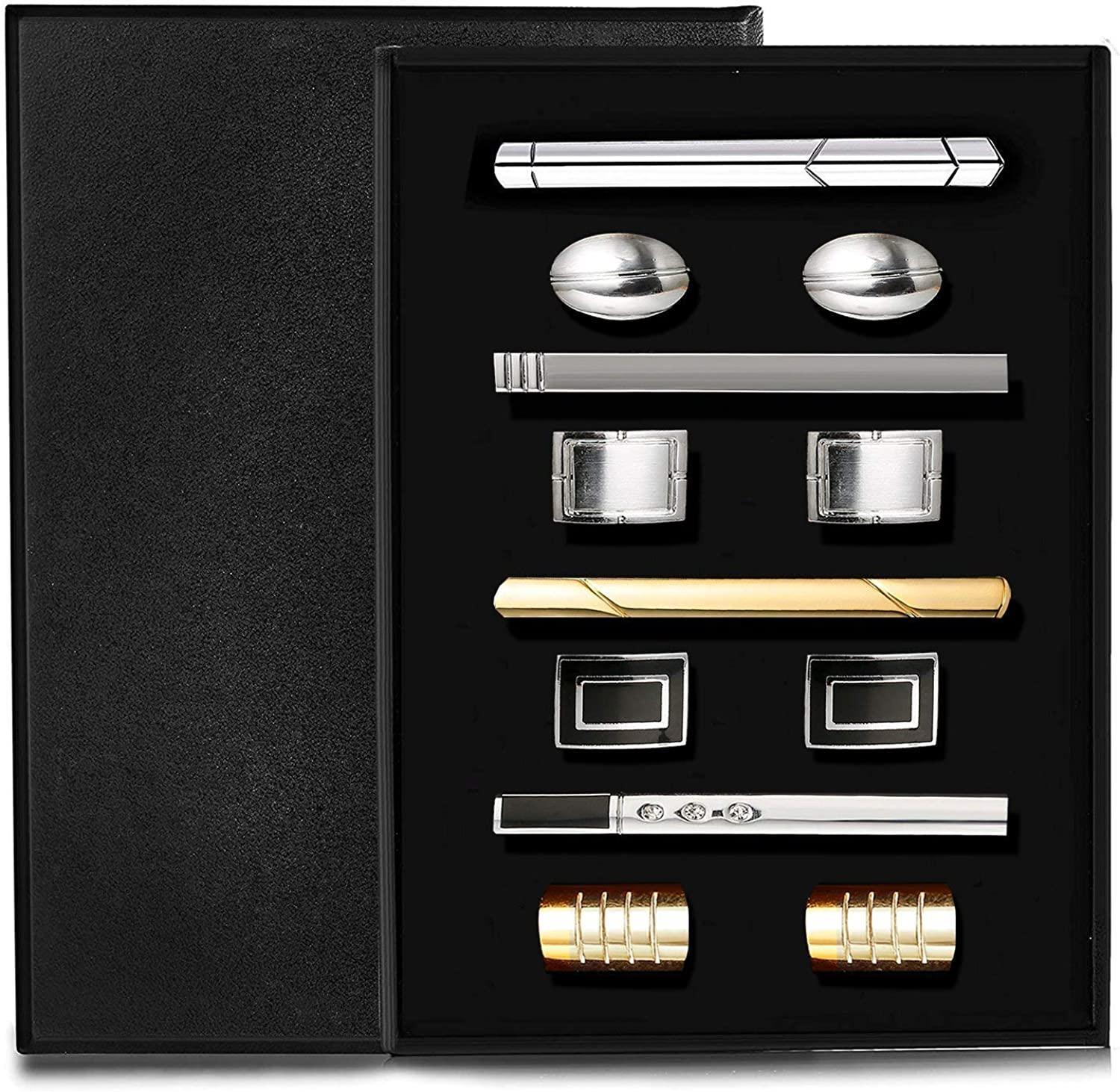 12 Pcs Tie Clip And Cufflink Set For Men