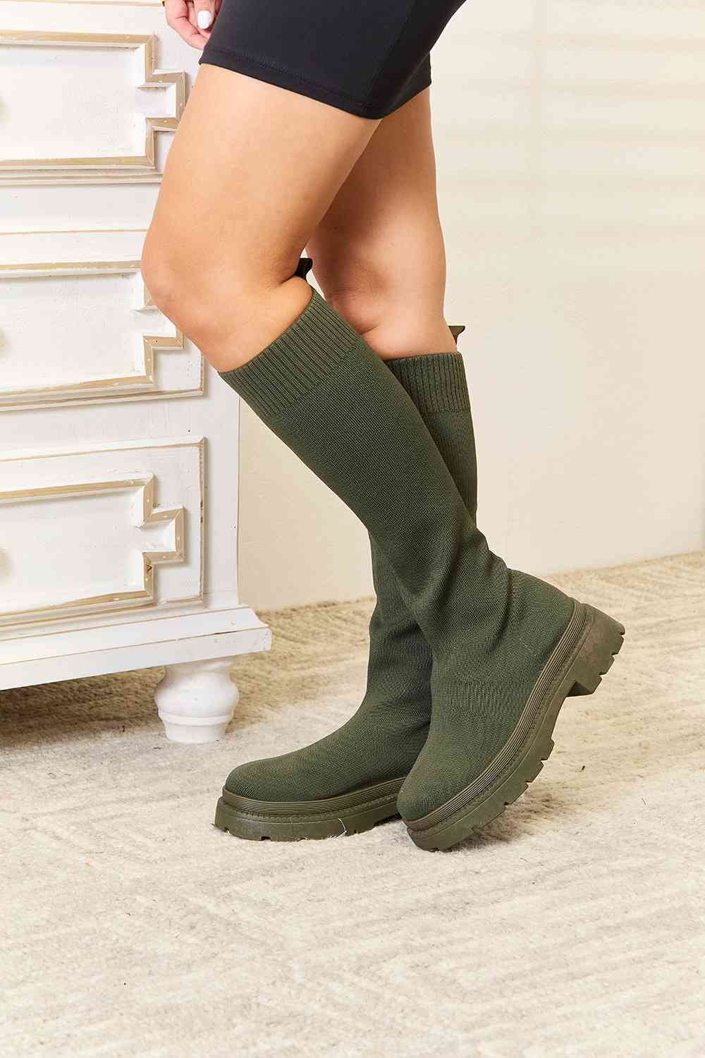 Footwear Knee High Platform Sock Boots