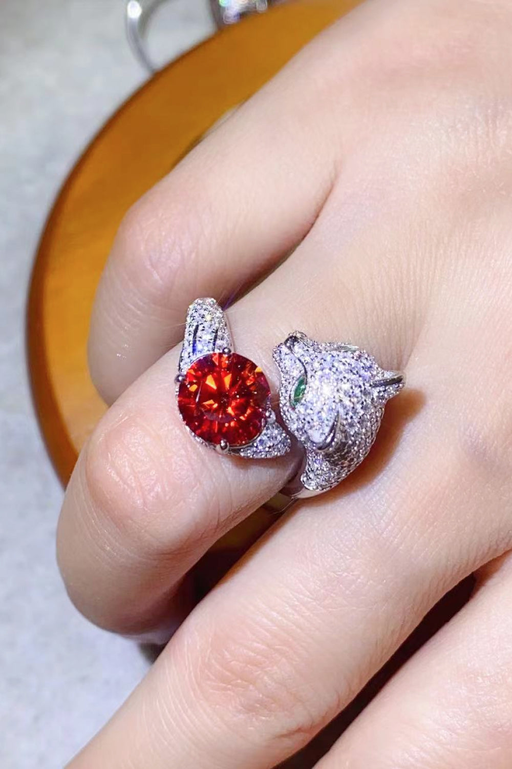 Moissanite Adjustable Animal Ring Image 6
